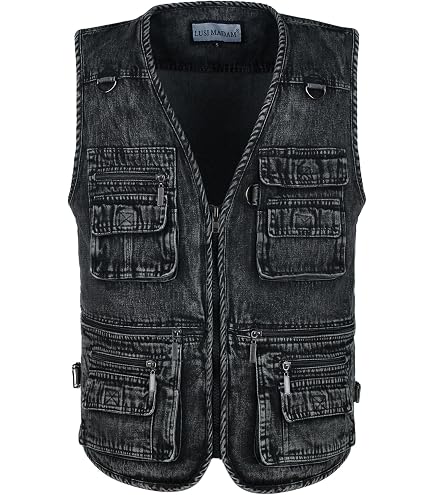 Amazon.com: LUSI MADAM Men's Denim Multi-Pockets Leisure Work